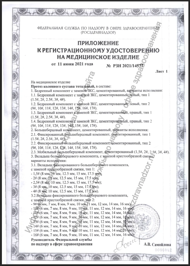 Набор для протезирования Коленного Сустава Double Medical Cynthia + Pulse Lavage