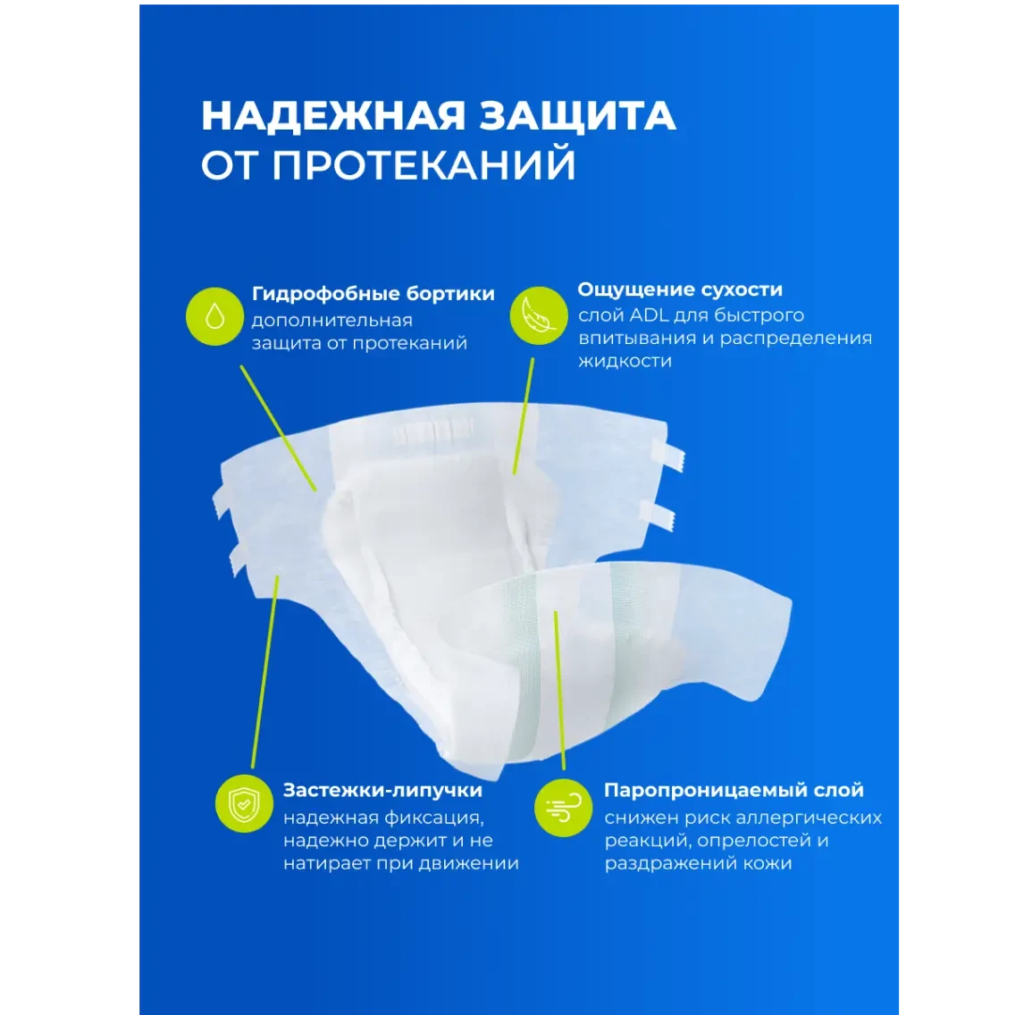 Подгузники для взрослых Hitsan Размер M (90-120см) 10шт