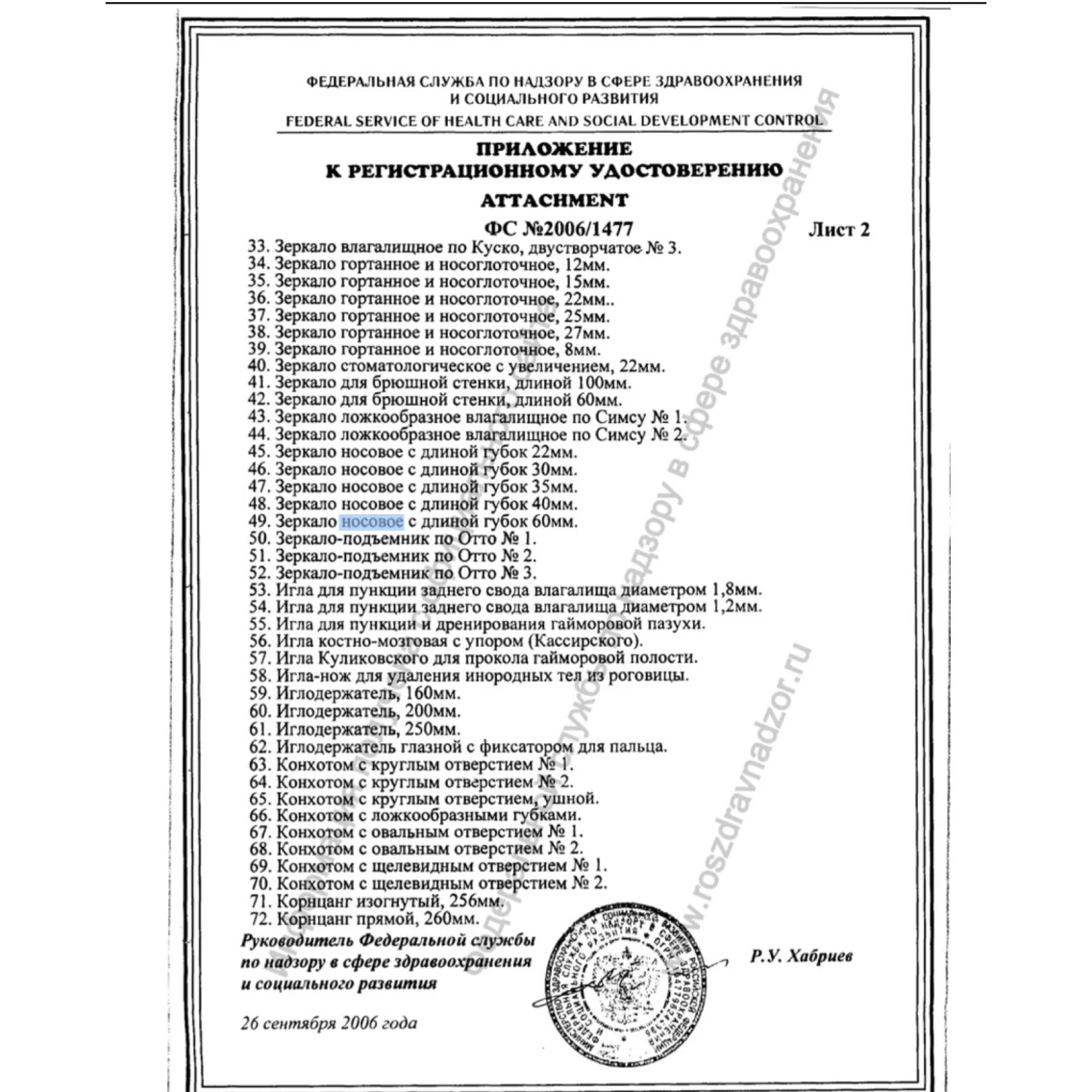 Зеркало-подъемник по Отто №1 Surgicon J-20-182