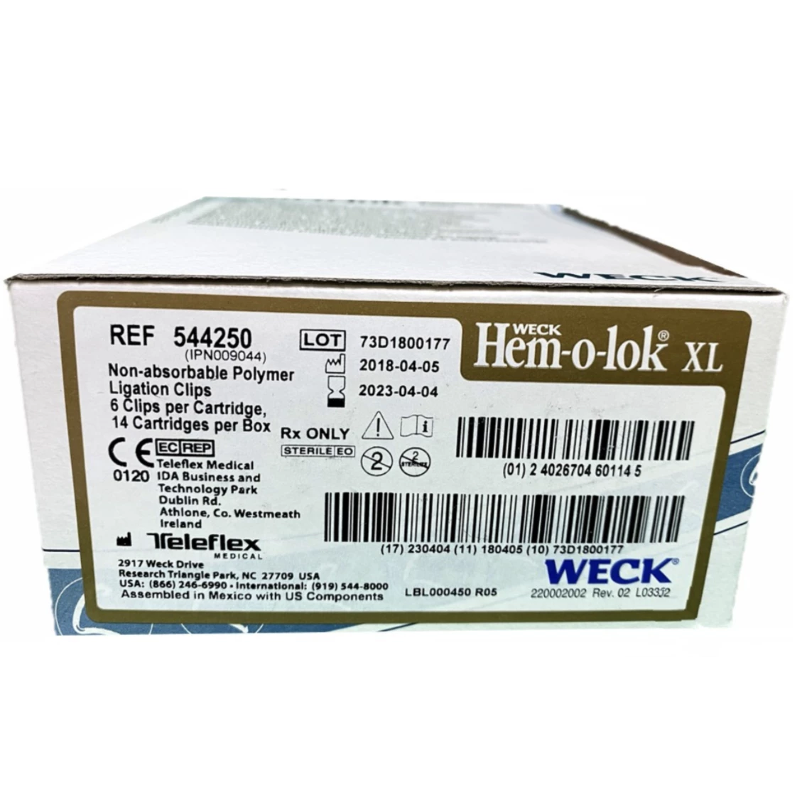 Клипсы лигирующие Hem-o-Lok XL WK544250 (картридж по 6 клипс)